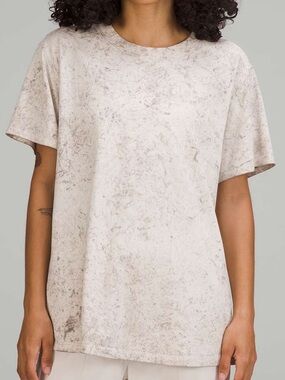 Lululemon All Yours Cotton T-Shirt/Cirrus Wash White Opal Raw Linen Rover Size 8